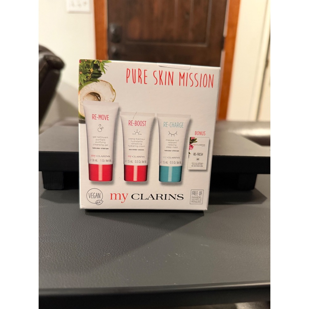 My Clarins Pure Skin Mission Skincare Set Re-Move Re-Boost Re-Charge 4 Piece Kit